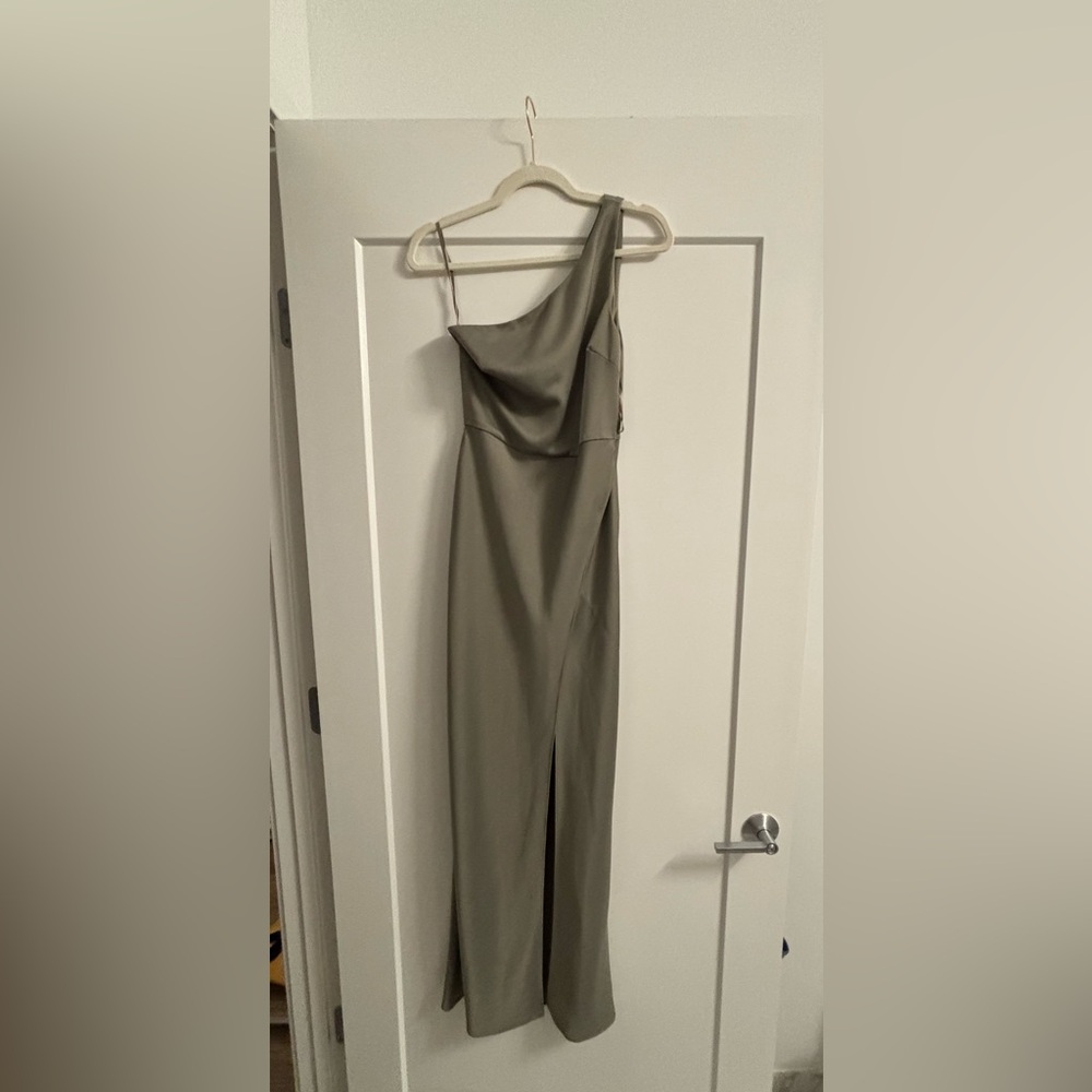 BHLDN One Shoulder Olive Dress - Picture 7 of 11